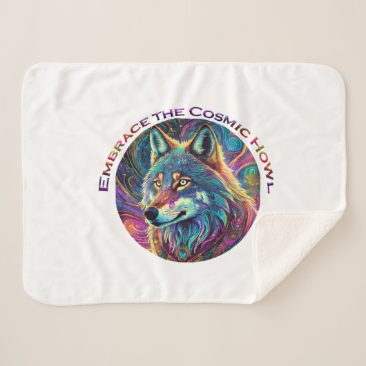 Omarm de Kosmische Howl Wolf Sherpa Deken (Voorkant (horizontaal))