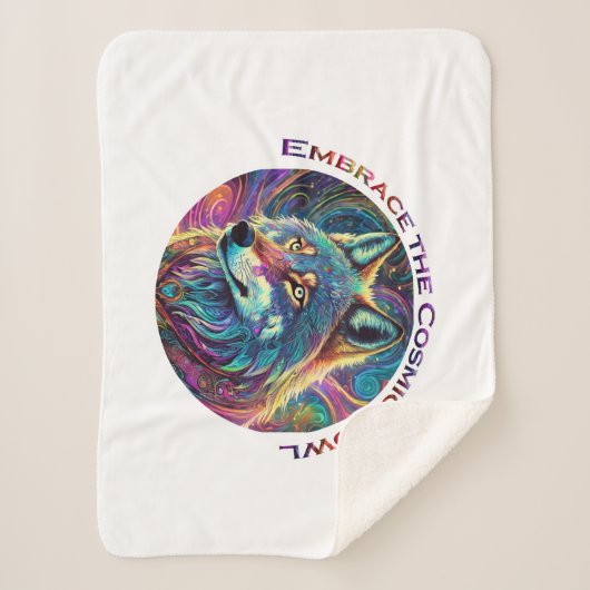 Omarm de Kosmische Howl Wolf Sherpa Deken (Voorkant)