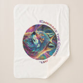 Omarm de Kosmische Howl Wolf Sherpa Deken (Voorkant)