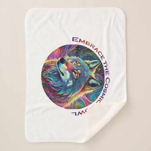 Omarm de Kosmische Howl Wolf Sherpa Deken (Voorkant)