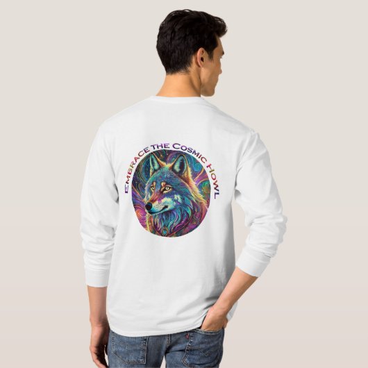 Omarm de Kosmische Howl Wolf T-shirt (Achterkant volledig)