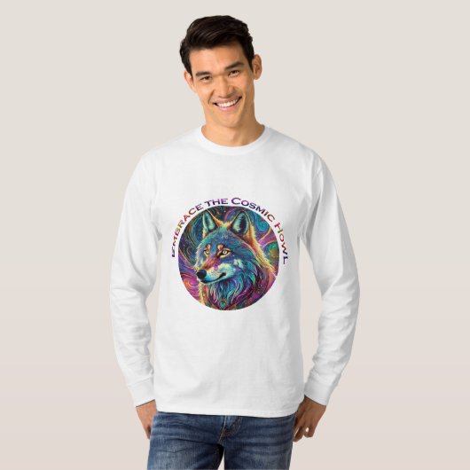 Omarm de Kosmische Howl Wolf T-shirt (Voorkant volledig)