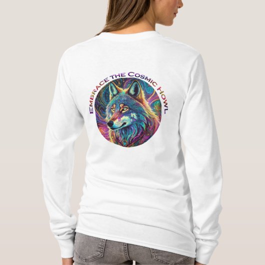Omarm de Kosmische Howl Wolf T-shirt (Achterkant)