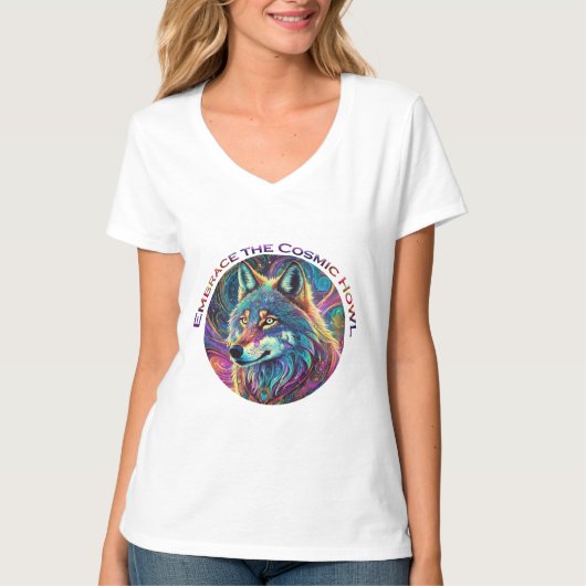 Omarm de Kosmische Howl Wolf T-shirt (Voorkant)