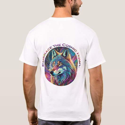 Omarm de Kosmische Howl Wolf T-shirt (Achterkant)