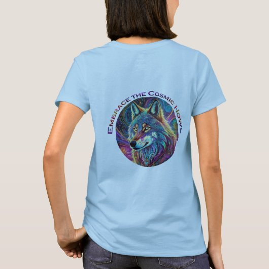 Omarm de Kosmische Howl Wolf T-shirt (Achterkant)
