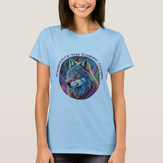Omarm de Kosmische Howl Wolf T-shirt (Voorkant)