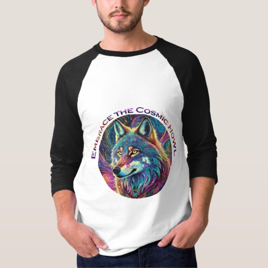 Omarm de Kosmische Howl Wolf T-shirt (Voorkant)