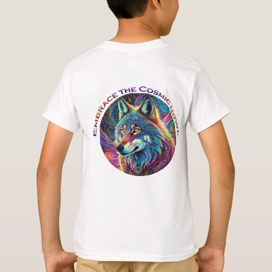 Omarm de Kosmische Howl Wolf T-shirt (Achterkant)
