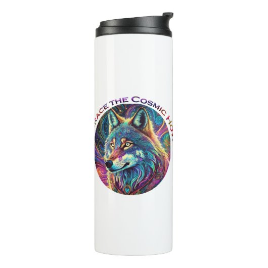 Omarm de Kosmische Howl Wolf Thermosbeker (Gedraaid links)