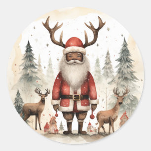 Omarm de magie: Black Santa Joy Ronde Sticker