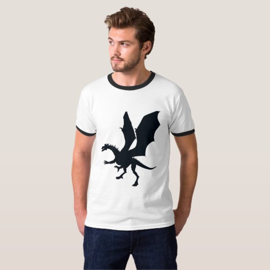 Omarm de magie: Dragon Silhouette Fantasy T-shirt (Voorkant volledig)