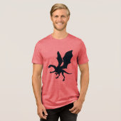 Omarm de magie: Dragon Silhouette Fantasy Tri-Blend Shirt (Voorkant volledig)