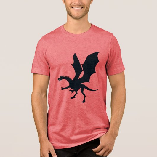 Omarm de magie: Dragon Silhouette Fantasy Tri-Blend Shirt (Voorkant)