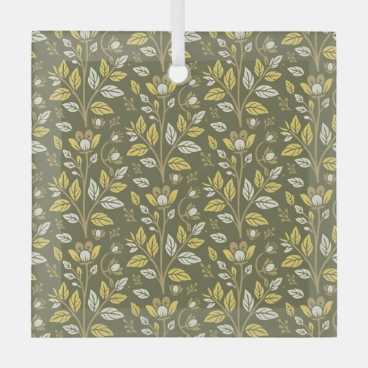 Omarm de natuur met elegante bloempatronen glas ornament (Voorkant)