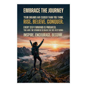 Omarm De Reis Motiverende Berg Zonsondergang Perfect Poster