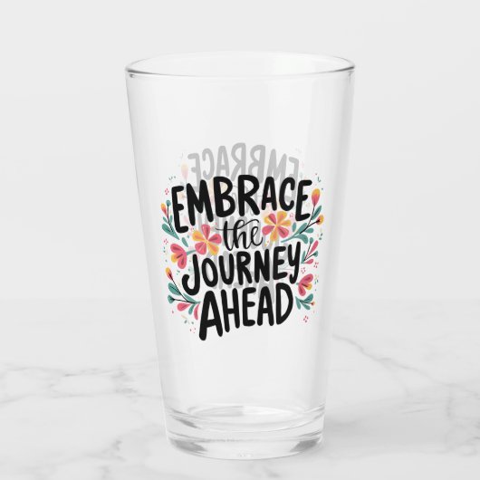 Omarm de reis vooruit Boho Floral Typography Glas (Achterkant)