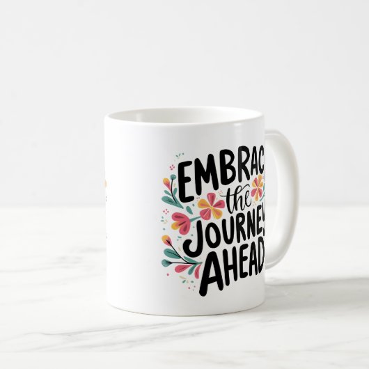 Omarm de reis vooruit Boho Floral Typography Koffiemok (Voorkant rechts)