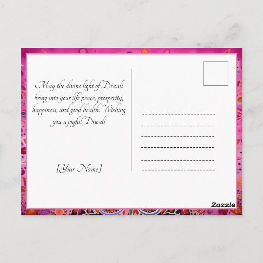 Omarm de vreugde: een Diwali-viering Briefkaart (Achterkant)