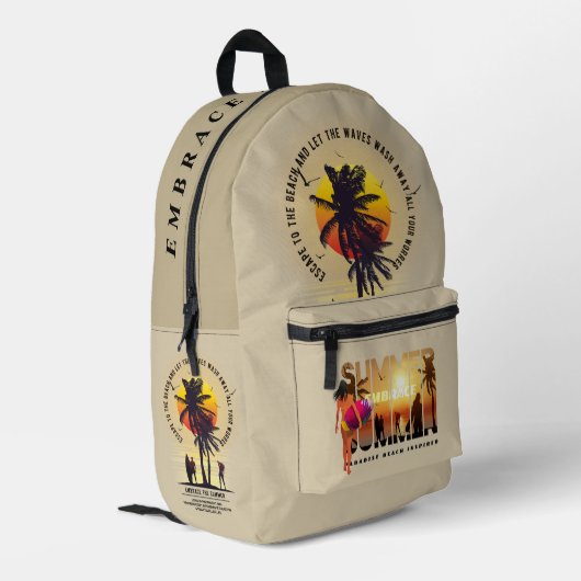 Omarm de zomer | bedrukte rugzak (Achterkant Hoek Links)