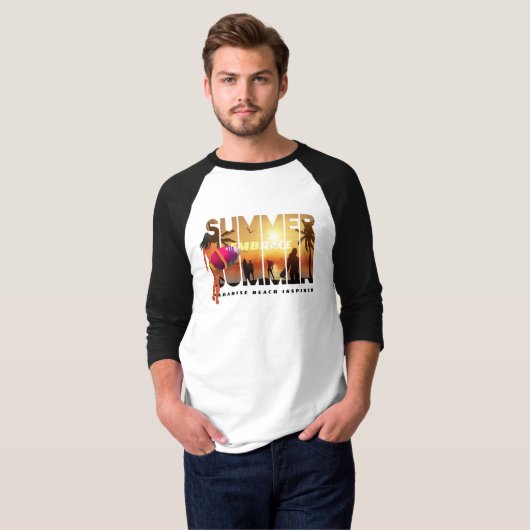 Omarm de zomer | Mannen 3/4 Sleeve Raglan T-shirt (Voorkant volledig)
