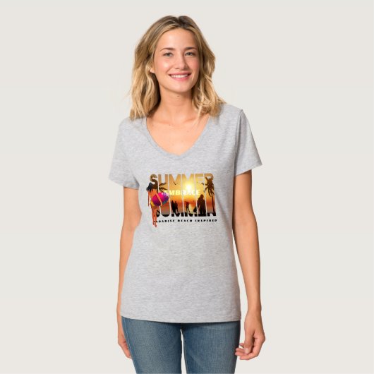 Omarm de zomer | Vrouwen V-hals T-shirt (Voorkant volledig)