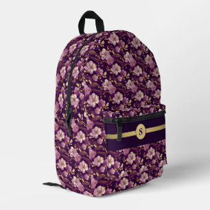 Omarm Elegantie: Gepersonaliseerd Paars & Goud Azi Bedrukte Rugzak