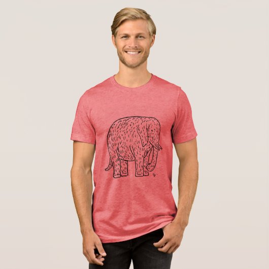 Omarm elegantie met de Retro-olifant van Leo Geste Tri-Blend Shirt (Voorkant volledig)