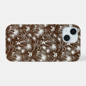 Omarm elegantie: witte palmbomen iPhone 15 case (Achterkant horizontaal)