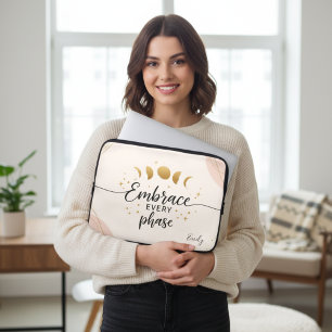 Omarm elke fase - gepersonaliseerde maanfasen rond laptop sleeve