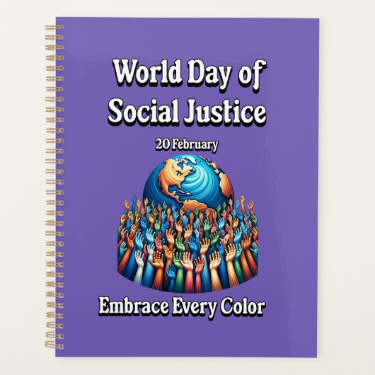 Omarm elke kleur. Werelddag van sociale rechtvaard Planner (Voorkant)