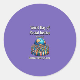Omarm elke kleur. Werelddag van sociale rechtvaard Ronde Sticker
