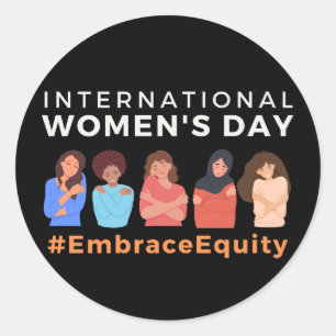 Omarm Equity Internationale Vrouwendag Ronde Sticker