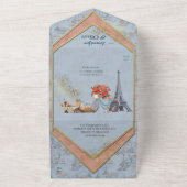 Omarm Frans land wonen in Bord Blauw All In One Uitnodiging (Buitenkant)