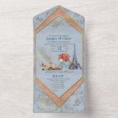 Omarm Frans land wonen in Bord Blauw All In One Uitnodiging (Binnen)