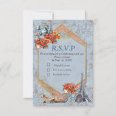 Omarm Frans land wonen in Bord Blauw RSVP Kaartje (Voorkant)