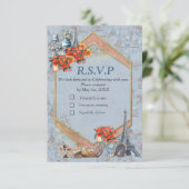 Omarm Frans land wonen in Bord Blauw RSVP Kaartje (Staand voorkant)