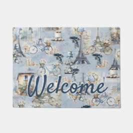 Omarm Frans land wonen in verfijnd Bord blauw Deurmat