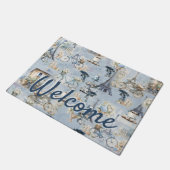 Omarm Frans land wonen in verfijnd Bord blauw Deurmat (Schuin)