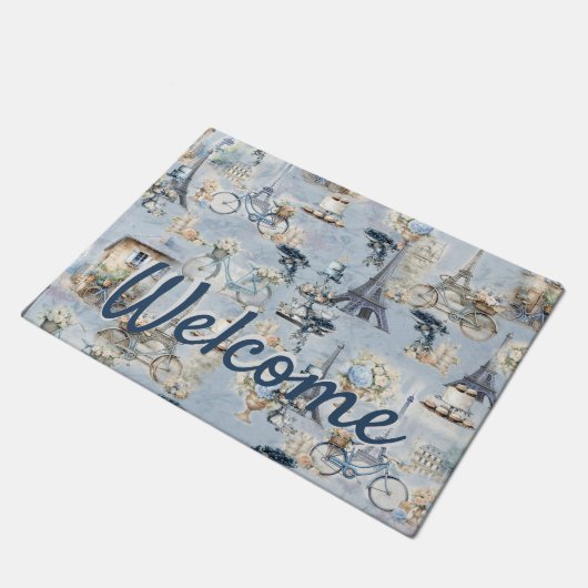 Omarm Frans land wonen in verfijnd Bord blauw Deurmat (Schuin)