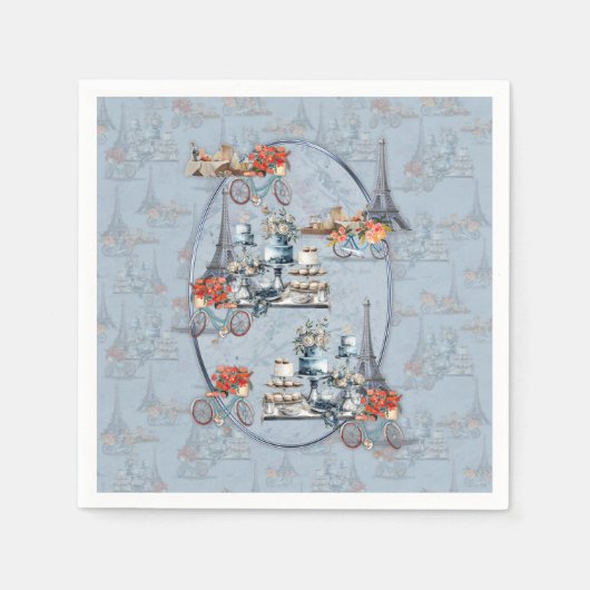 Omarm Frans land wonen in verfijnd Bord blauw Servet (Voorkant)