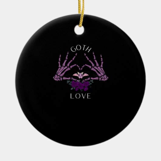 Omarm Gothic skelet hart Keramisch Ornament (Voorkant)