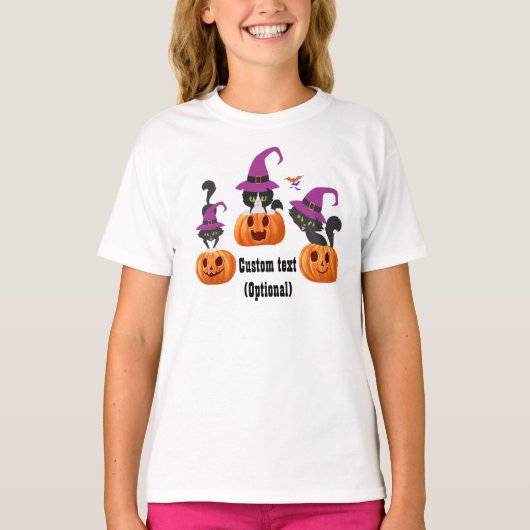 Omarm griezelige heks magie, zwarte katten Hallowe T-shirt (Voorkant)