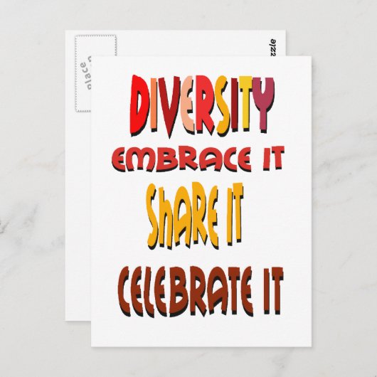 Omarm het Briefkaart van diversiteit (Voorkant / Achterkant)