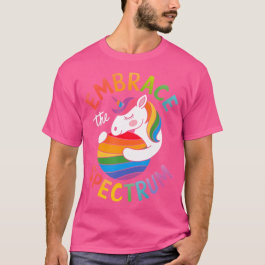 Omarm het Spectrum Autisme Bewustzijn Eenhoorn T-shirt (Voorkant)