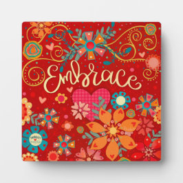 Omarm Inspirerend Hart Bloemen  Rood Fotoplaat