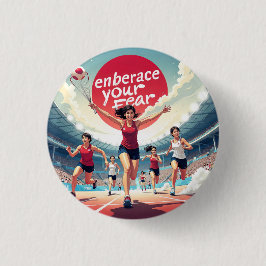 Omarm je angst - Kawaii Motivatie Runner Ronde Button 3,2 Cm