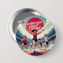 Omarm je angst - Kawaii Motivatie Runner Ronde Button 7,6 Cm