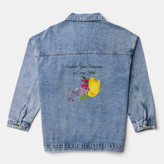 Omarm je eigenheid in elke steek denim jacket (Achterkant)