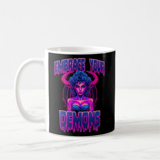 Omarm je innerlijke demon 80s Death Metal Succubus Koffiemok (Links)